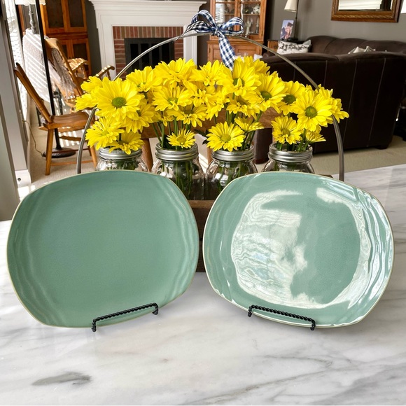 Pfaltzgraff•NWT•Set of (2) VINTAGE Seychelles Buffet Plates•Green Sea•10”x 8” - Picture 4 of 7